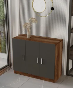 Bureau, armoire, commode et table basse Busymo Chêne foncé et Noir