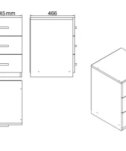Bureau, armoire, commode et table basse Busymo Chêne clair et Noir