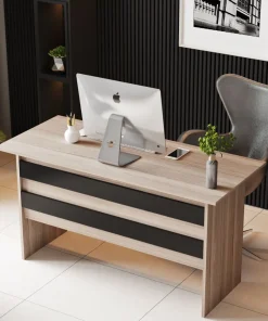 Bureau, armoire, commode et table basse Busymo Chêne clair et Noir