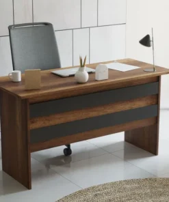 Bureau contemporain Busymo Chêne foncé et Gris