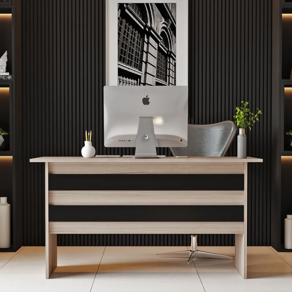 Bureau contemporain Busymo Chêne clair et Noir
