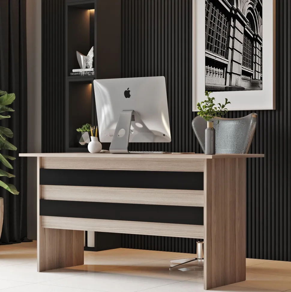 Bureau contemporain Busymo Chêne clair et Noir