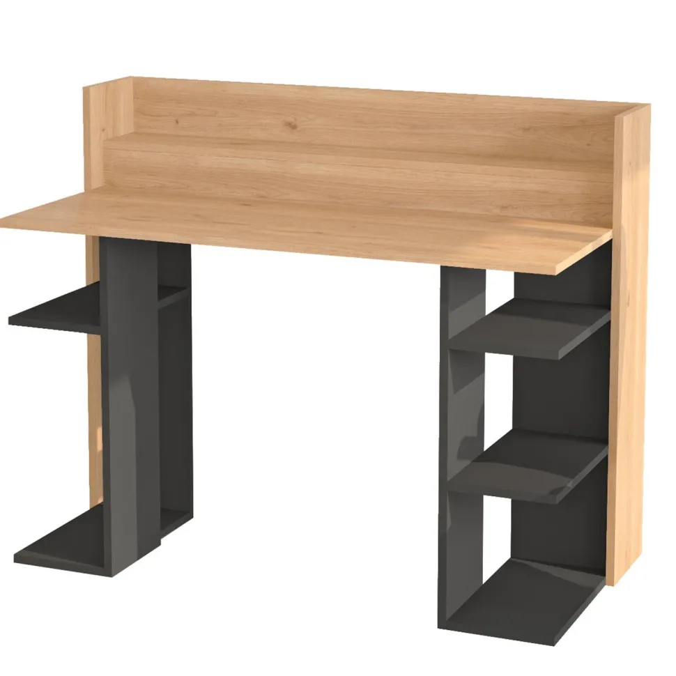 Bureau design à étagères Vrecto L124cm Bois et Gris