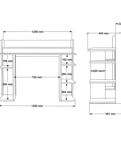 Bureau design à étagères Vrecto L124cm Bois et Gris