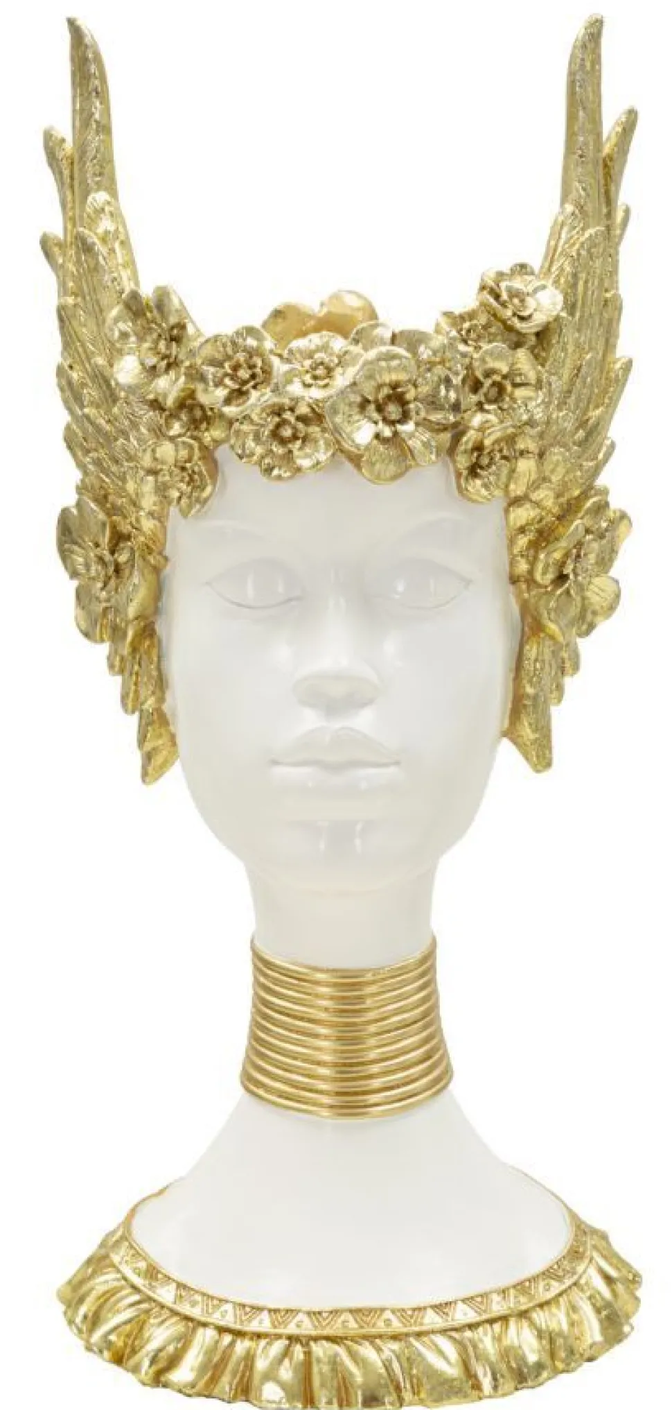 Buste femme polyrésine blanc et ailes dorées