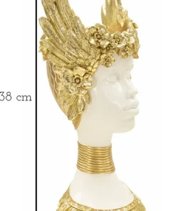 Buste femme polyrésine blanc et ailes dorées