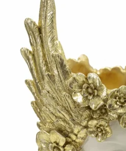 Buste femme polyrésine blanc et ailes dorées