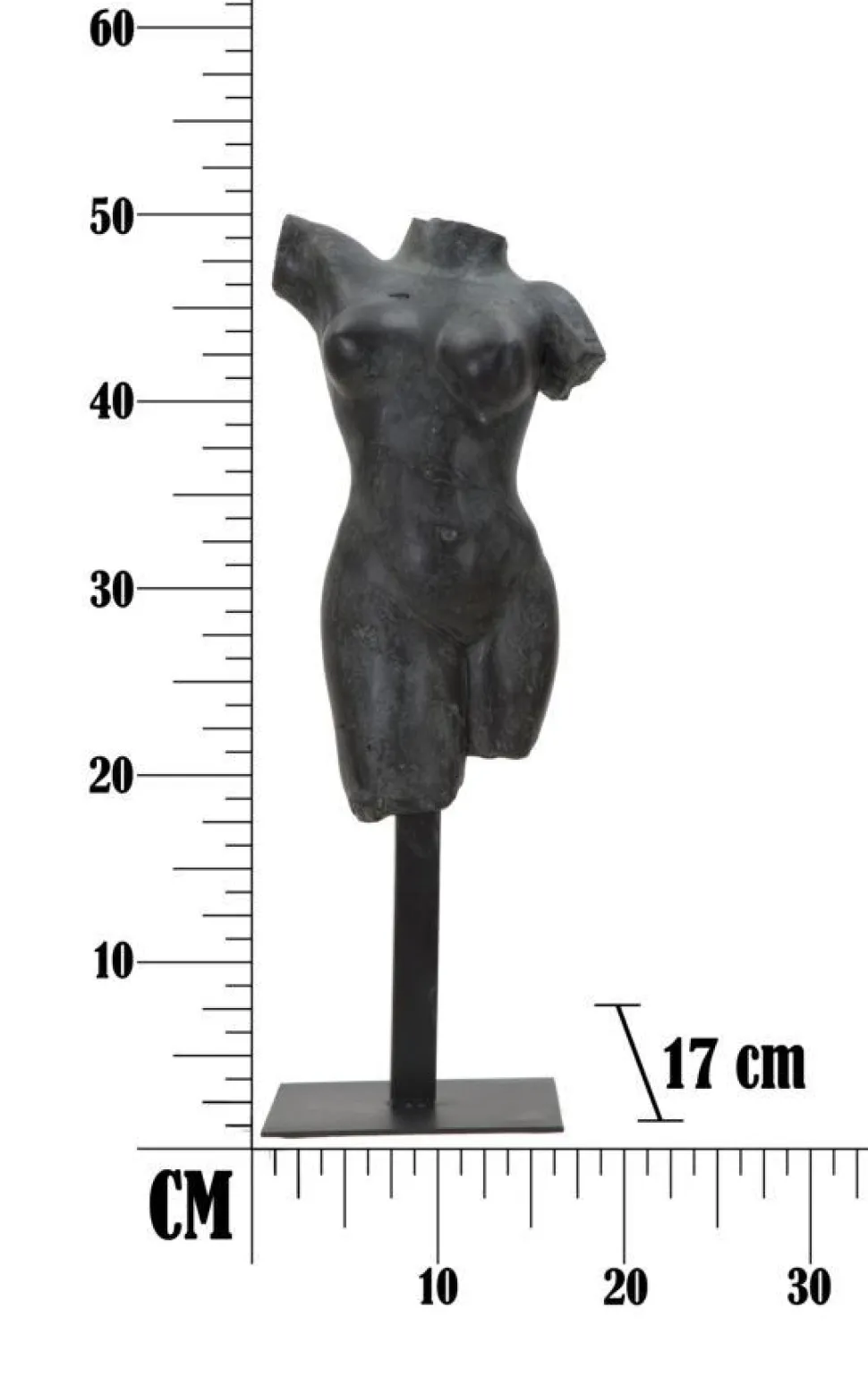 Buste Femme Polyrésine Noir socle en fer