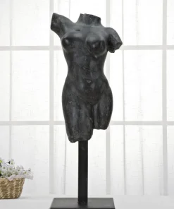 Buste Femme Polyrésine Noir socle en fer