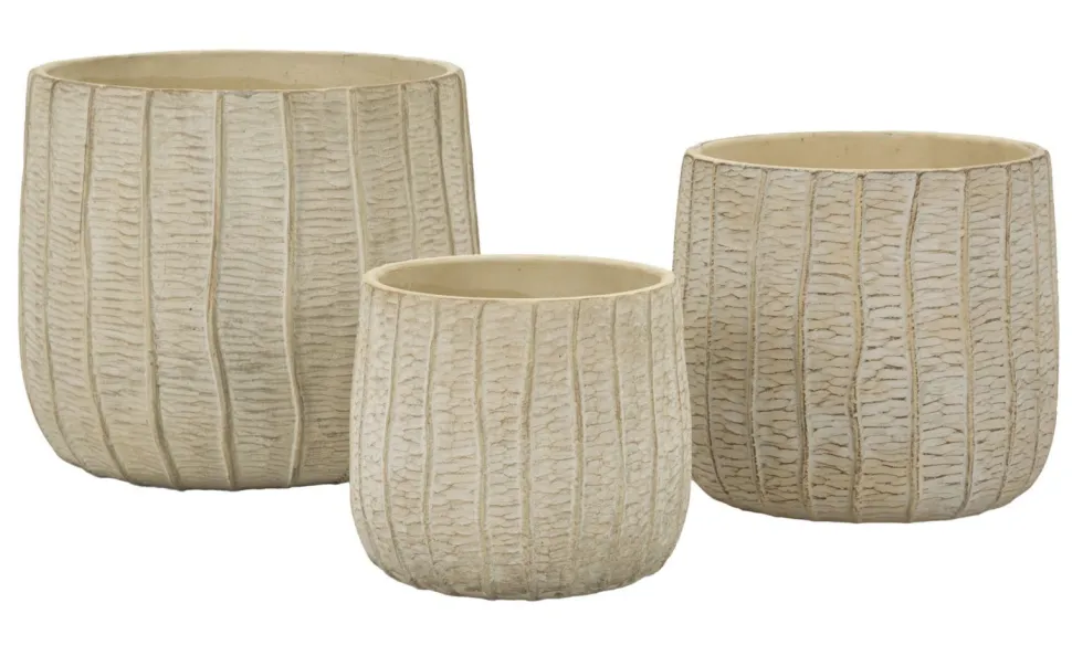 Cache-pot 3 pcs texture naturelle beige