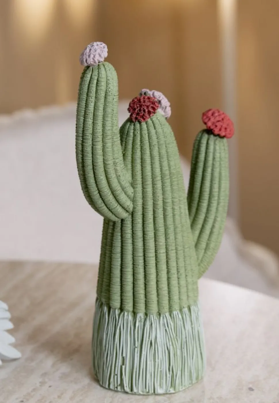 Cactus Stons décoratif avec fleurs colorées vert