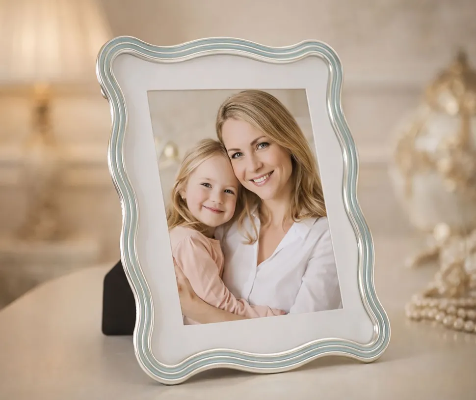 Cadre photo Elizabeth effet sable bleu clair