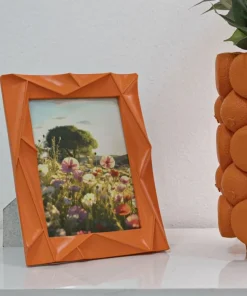 Cadre photo rectangulaire en résine Orange et verre