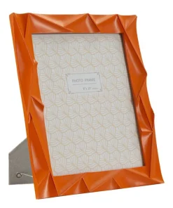 Cadre photo rectangulaire en polyrésine Orange et verre