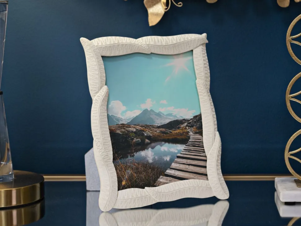 Cadre photo rectangulaire Serpent polyrésine Crème