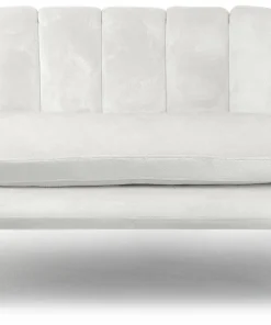 Canapé 2 places arrondi Brenda Velours Blanc pieds Or