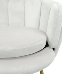 Canapé 2 places arrondi Brenda Velours Blanc pieds Or