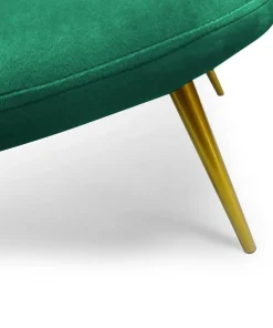 Canapé 2 places arrondi Brenda Velours Vert pieds Or