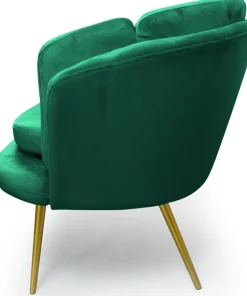 Canapé 2 places arrondi Brenda Velours Vert pieds Or