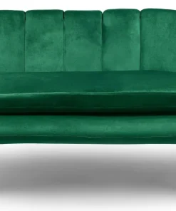 Canapé 2 places arrondi Brenda Velours Vert pieds Or