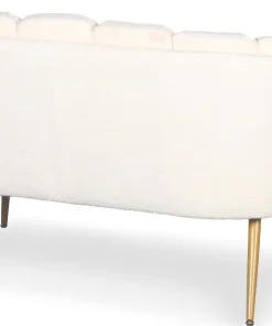Canapé 2 places arrondi Brenda Tissu bouclette Beige