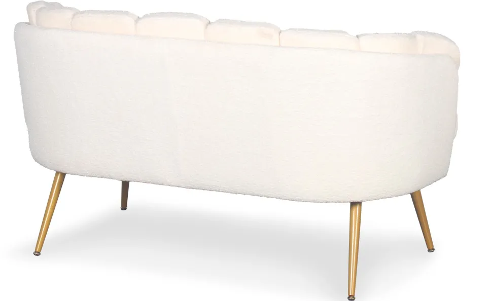Canapé 2 places arrondi Brenda Tissu bouclette Beige