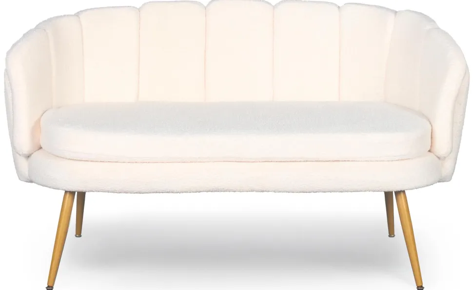 Canapé 2 places arrondi Brenda Tissu bouclette Beige