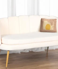 Canapé 2 places arrondi Brenda Tissu bouclette Beige