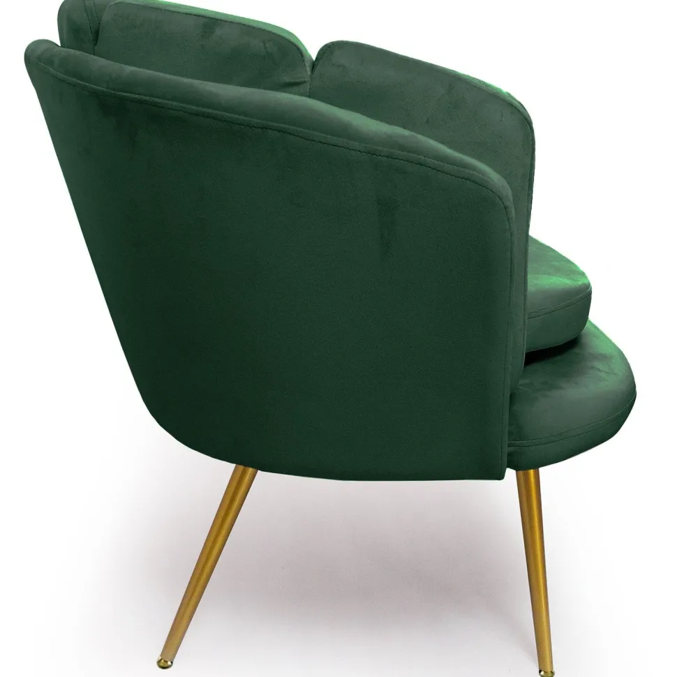 Canapé 3 places arrondi Brenda Velours Vert pieds Or