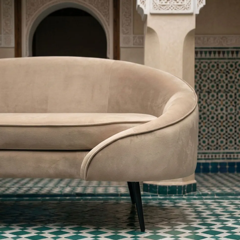 Canapé 3 places asymétrique Brendan Velours Taupe