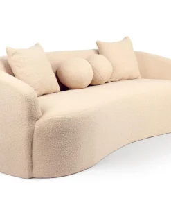 Canapé 4 places au design élégant et incurvé Alex XL Tissu bouclette Beige