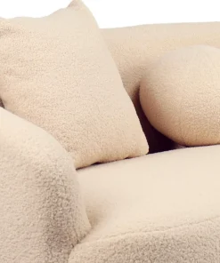 Canapé 4 places au design élégant et incurvé Alex XL Tissu bouclette Beige