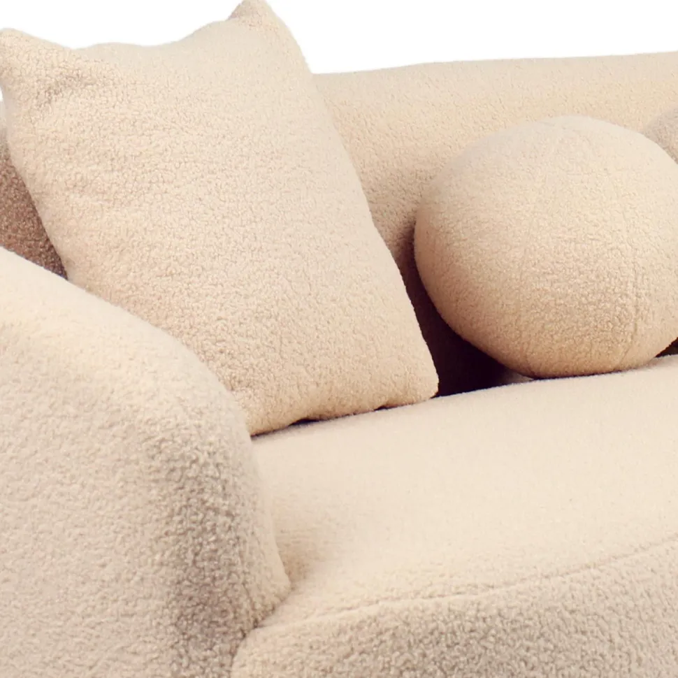 Canapé 4 places au design élégant et incurvé Alex XL Tissu bouclette Beige