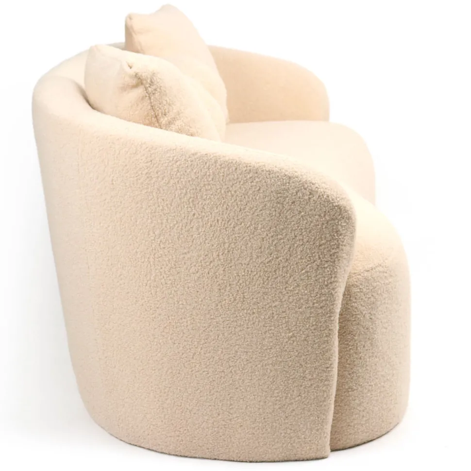 Canapé 3 places au design élégant et incurvé Alex Tissu bouclette Beige