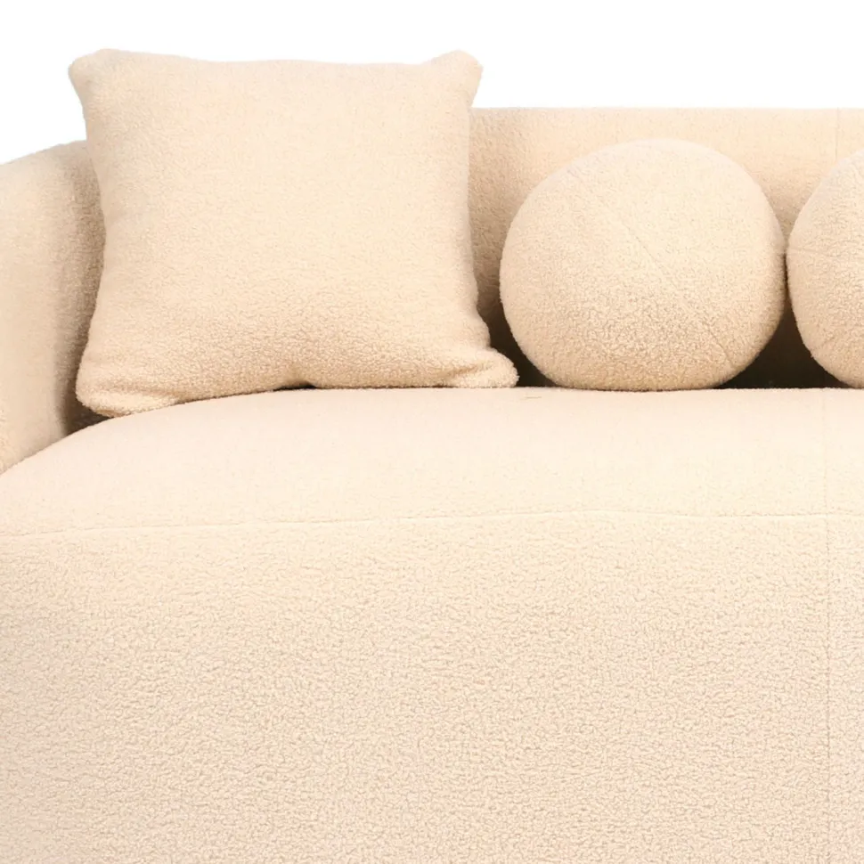 Canapé 3 places au design élégant et incurvé Alex Tissu bouclette Beige