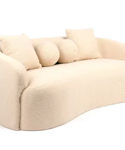 Canapé 3 places au design élégant et incurvé Alex Tissu bouclette Beige