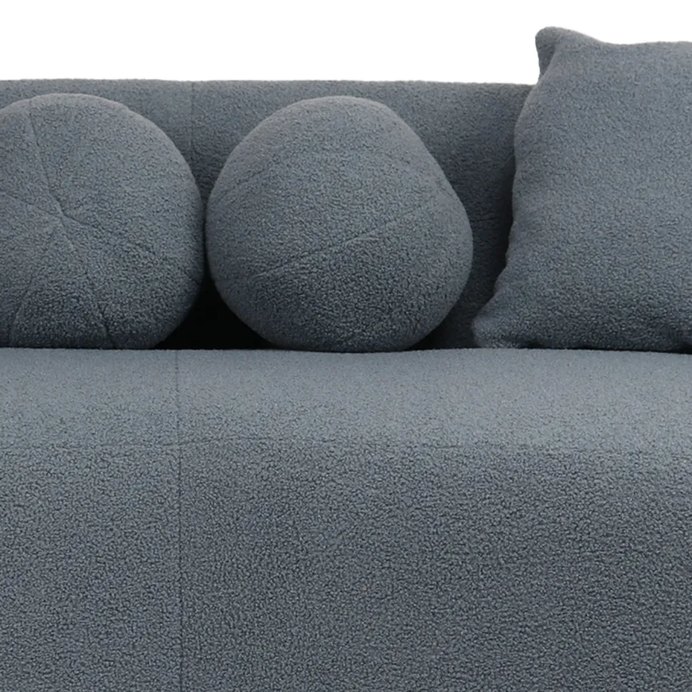 Canapé 3 places au design élégant et incurvé Alex Tissu bouclette Gris