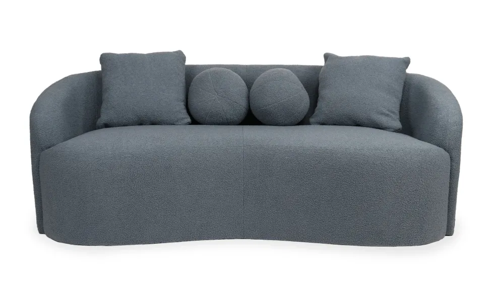 Canapé 3 places au design élégant et incurvé Alex Tissu bouclette Gris