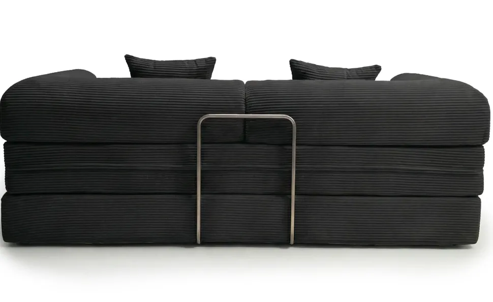 Canapé 3 places convertible et modulable Bergerac Velours côtelé Noir