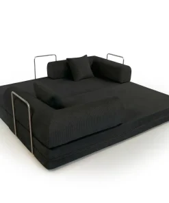 Canapé 3 places convertible et modulable Bergerac Velours côtelé Noir
