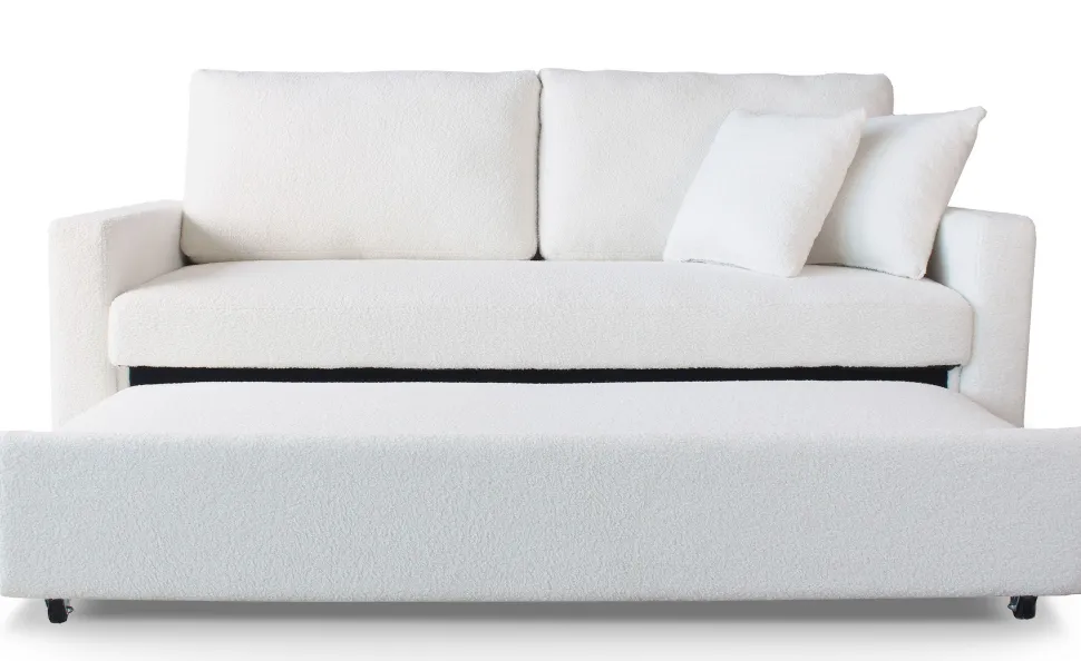 Canapé 3 places Convertible Saphir Tissu Bouclette Écru