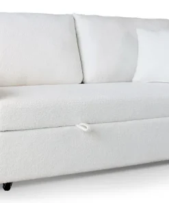 Canapé 3 places Convertible Saphir Tissu Bouclette Écru