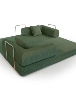 Canapé 3 places convertible et modulable Bergerac Velours côtelé Vert