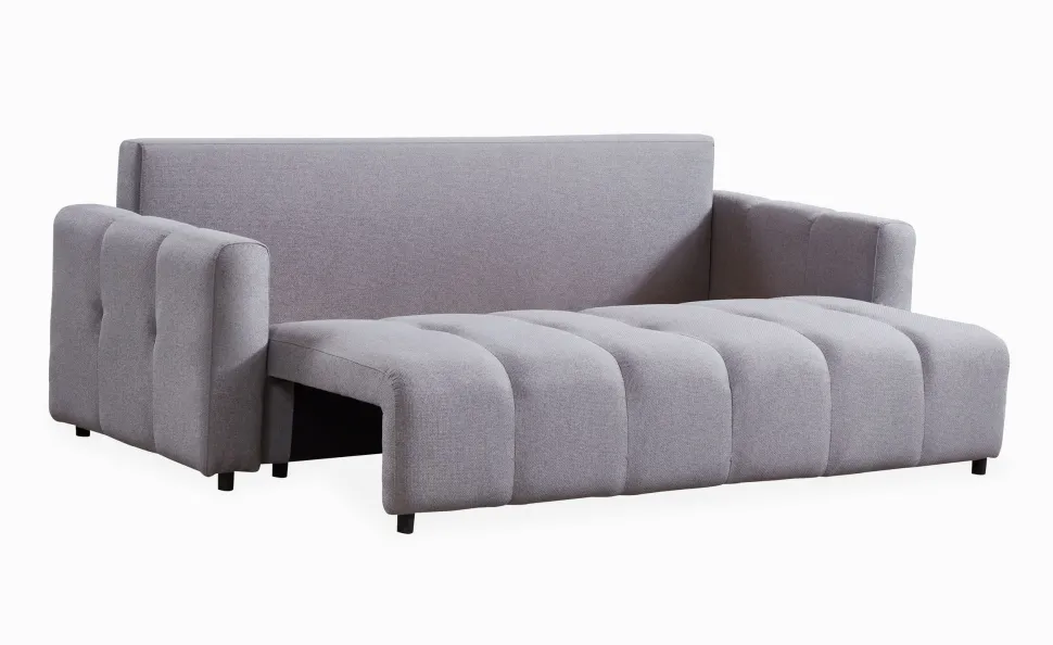 Canapé 3 places convertible Stylian Tissu Gris clair