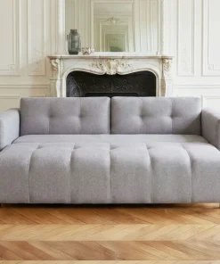 Canapé 3 places convertible Stylian Tissu Gris clair
