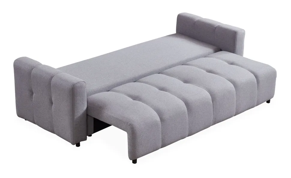 Canapé 3 places convertible Stylian Tissu Gris clair