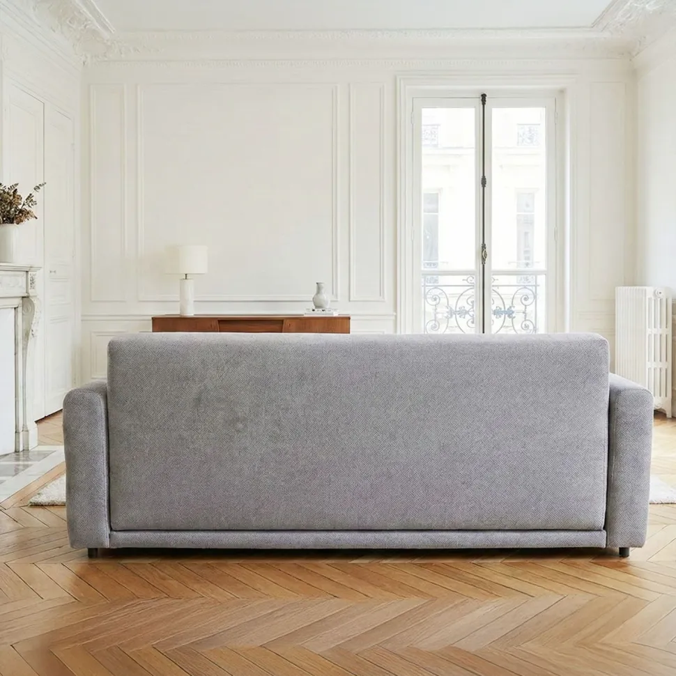 Canapé 3 places convertible Stylian Tissu Gris clair