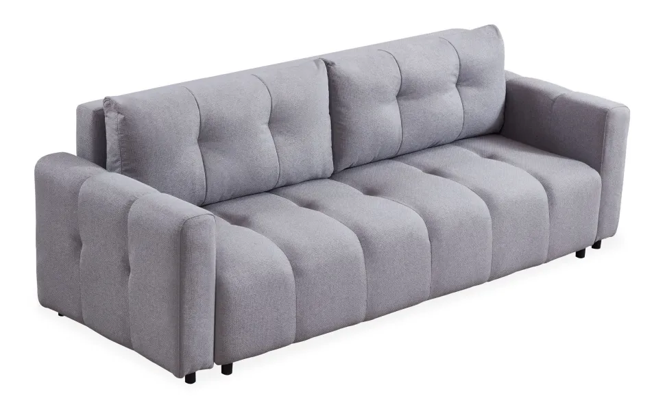 Canapé 3 places convertible Stylian Tissu Gris clair