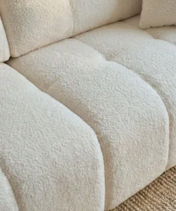 Canapé 3 places convertible Stylian Tissu bouclette Crème