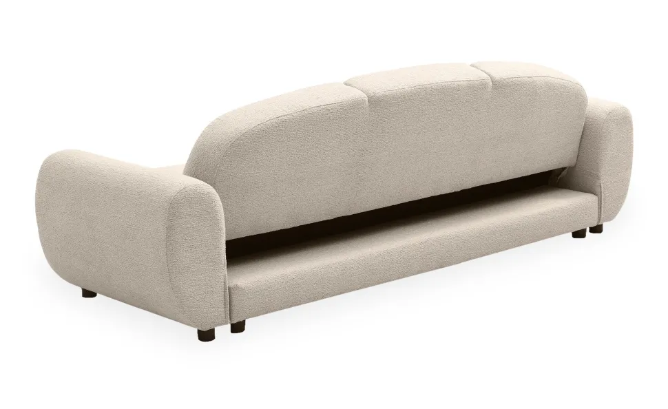 Canapé 3 places convertible dossier et accoudoirs arrondis Oliver Tissu texturé Beige